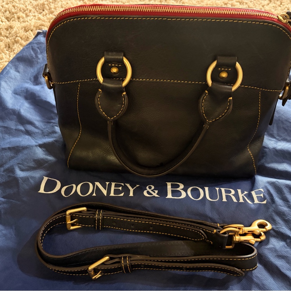 Dooney & Bourke Black Leather Handbag with Gold Rings - Picture 2 of 11